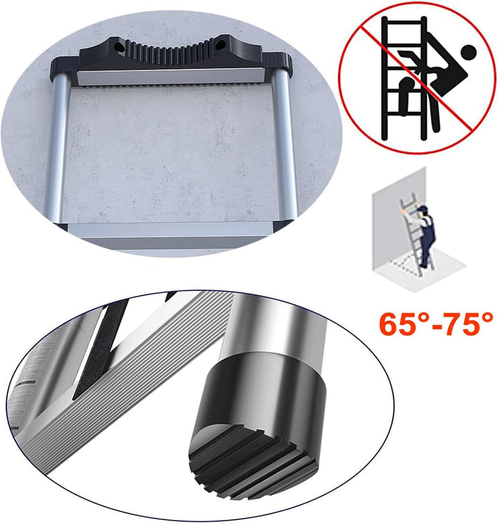 Hooha Aluminium Teleskopleiter 5,1m Klappbar mit Anti-Rutschmatte aus Gummifasern Folding Ladder Aus