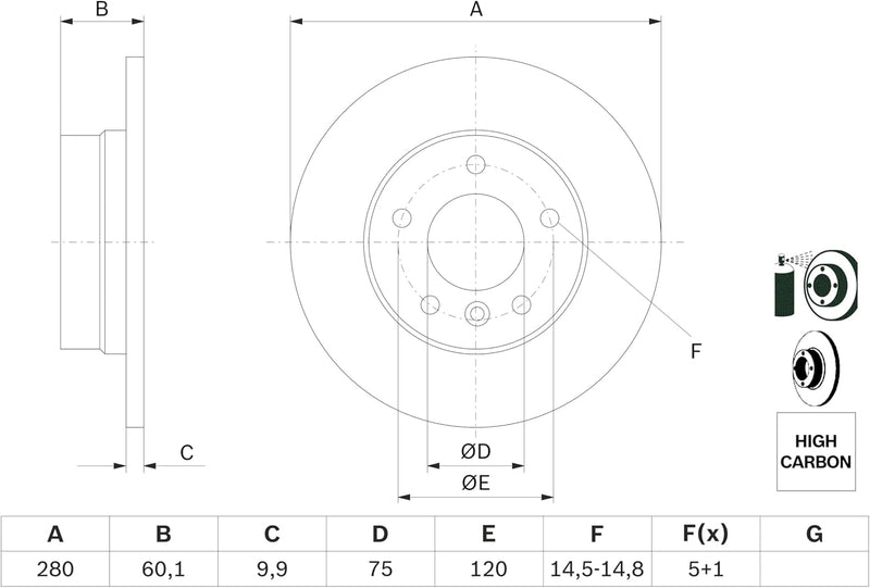 Bosch BD483 Bremsscheiben - Hinterachse - ECE-R90 Zertifizierung - zwei Bremsscheiben pro Set