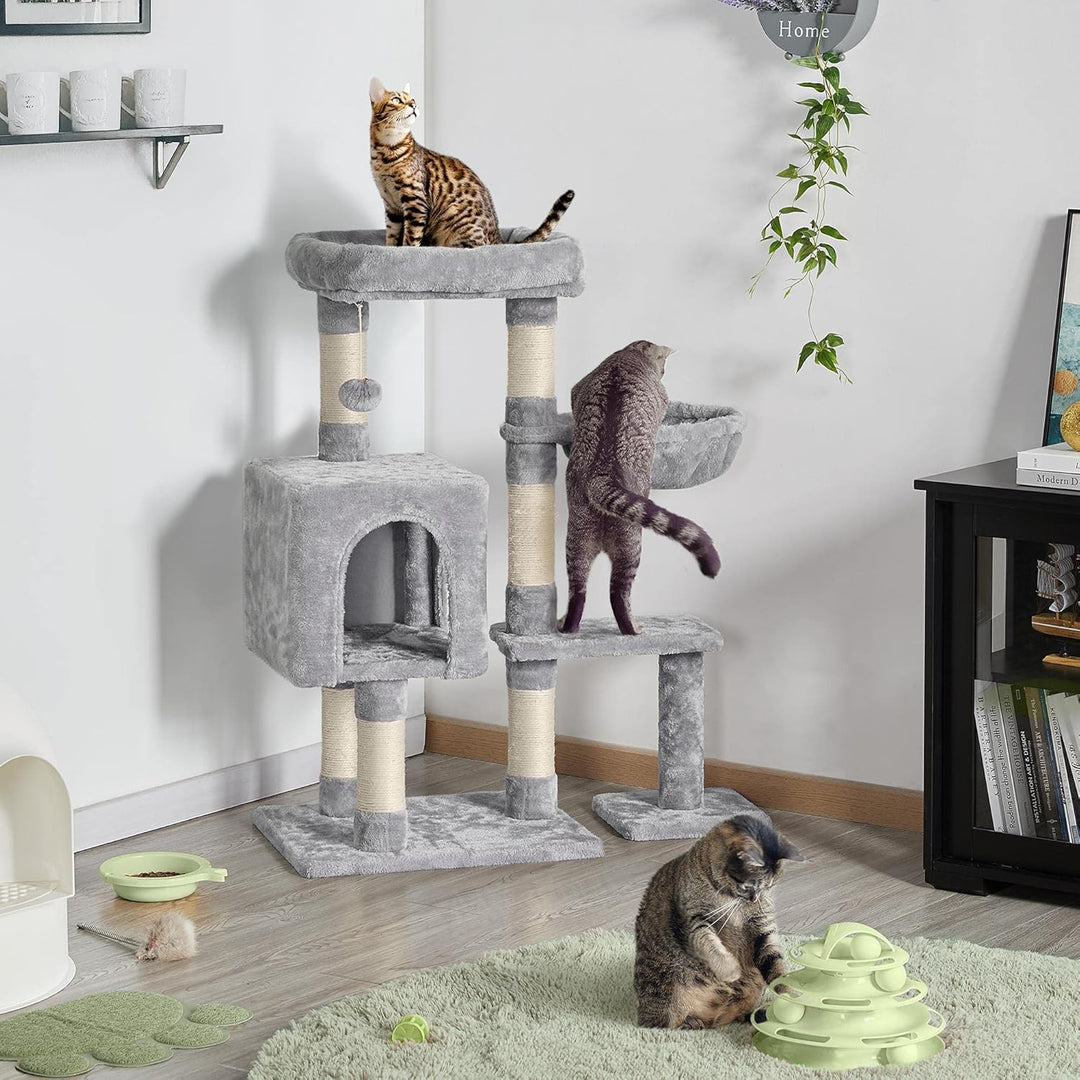 Yaheetech Kratzbaum 96 cm hoch Katzenbaum Kletterbaum für Katzen, mit Plattform Katzenhöhle Korb Sis