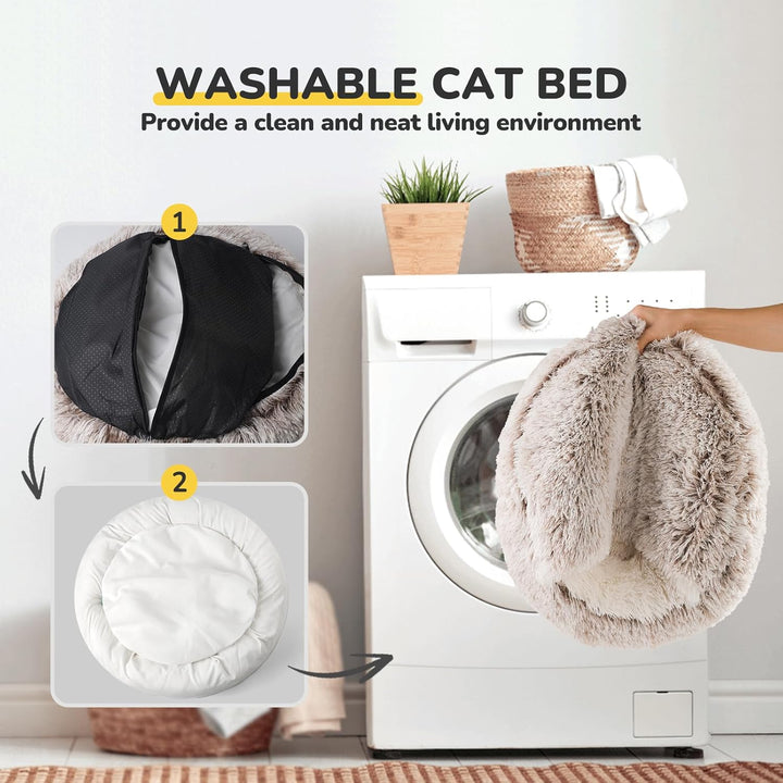 CATISM Katzenbett Waschbar Katzenschlafplatz für Katzen Plüsch Haustier Katzenkopfkissen Katzenkisse