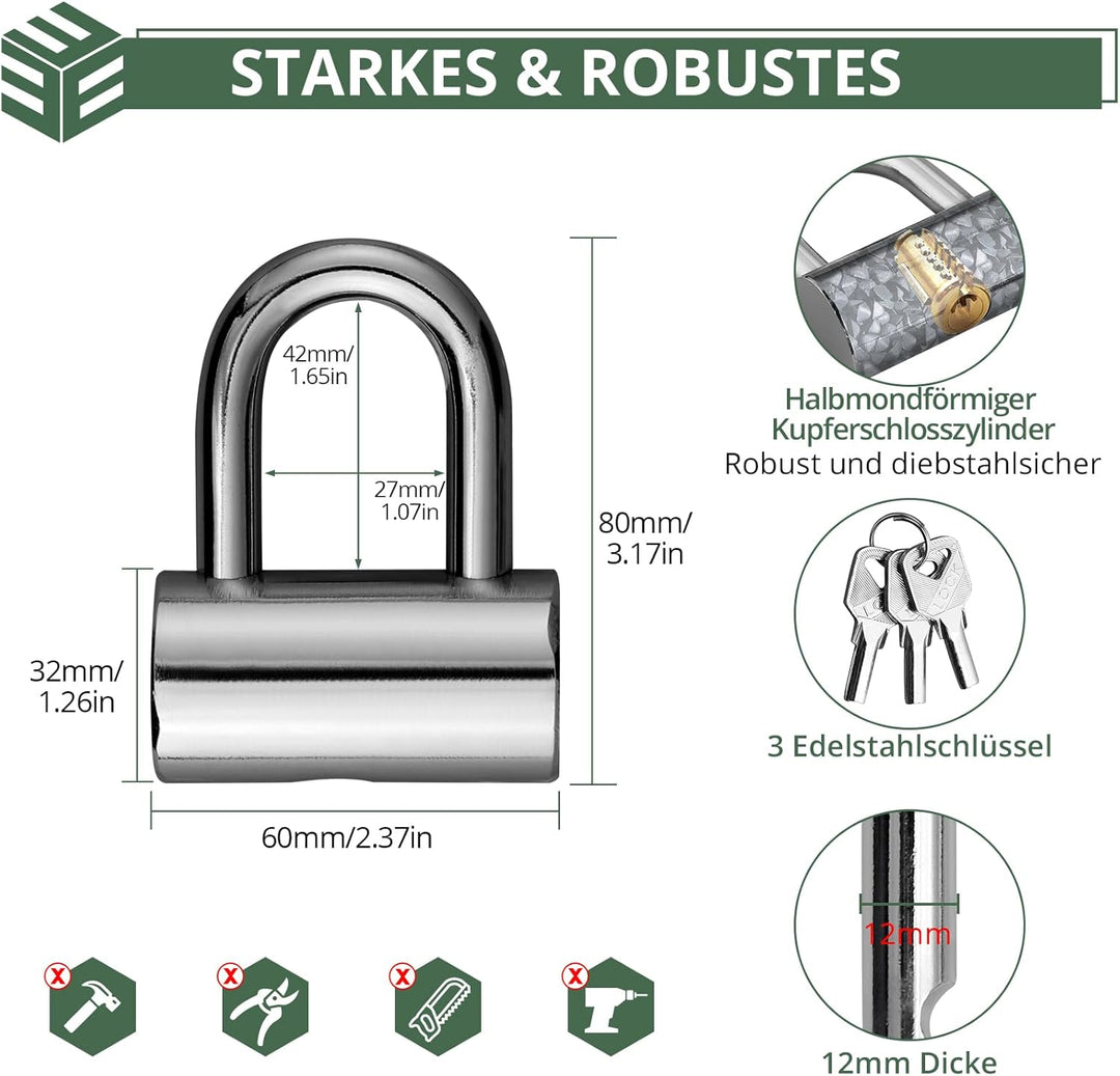 EYPINS Bremsscheibenschloss + Kettenschloss Set, 110db Scheibenschloss Bremsschloss Alarmanlage | ø7