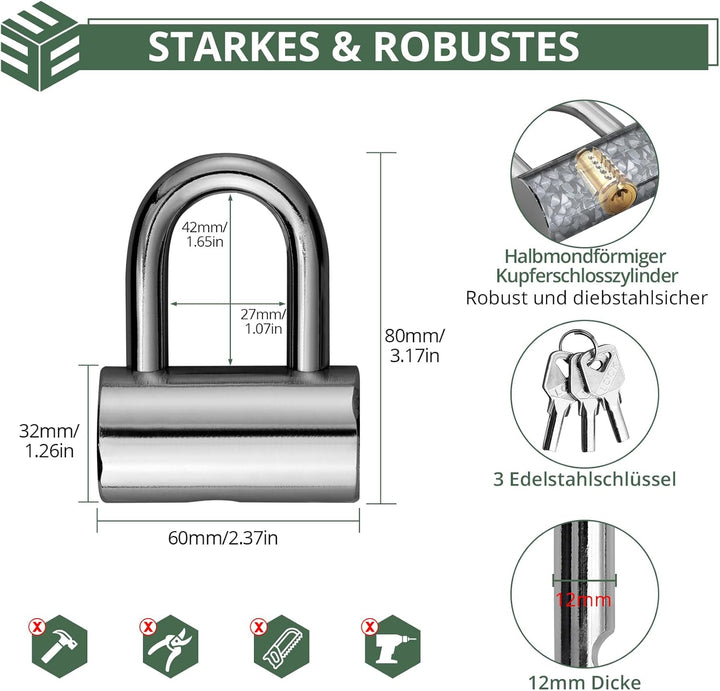 EYPINS Bremsscheibenschloss + Kettenschloss Set, 110db Scheibenschloss Bremsschloss Alarmanlage | ø7