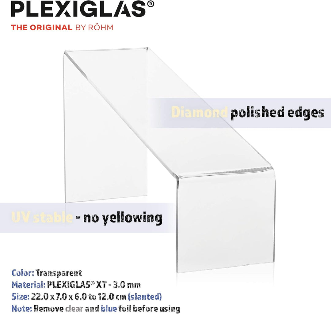Warenträger-Set als Schuhständer (schräg) und Präsentationsdisplay, transparenter Verkaufsständer, D