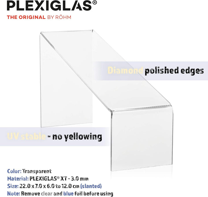 Warenträger-Set als Schuhständer (schräg) und Präsentationsdisplay, transparenter Verkaufsständer, D