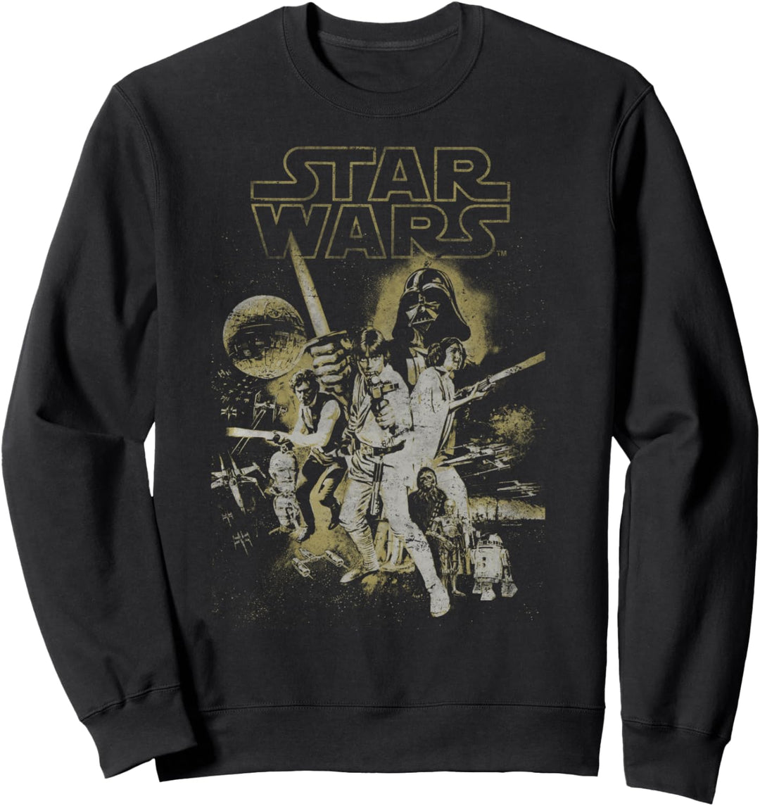 Star Wars Group Shot Dark Tones Faded Logo Poster Sweatshirt
