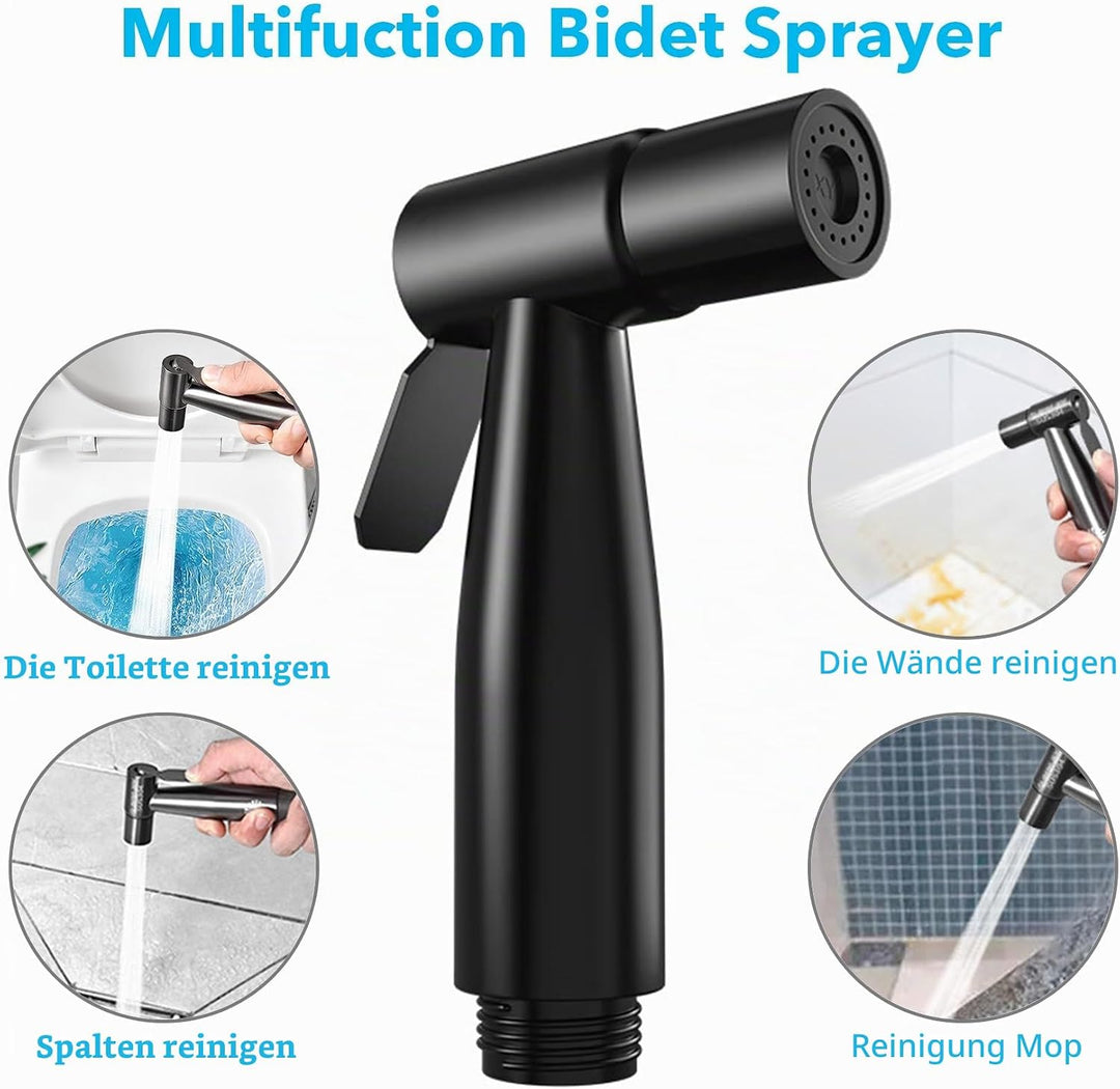 Roscid Handbrause Bad Bidet Edelstahl Duschkopf Waschbecken Set mit 3M Schlauch und 3 Adapter für G1