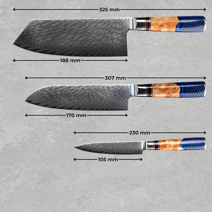 Damastmesser set mit wetzstein für messer. Japanisches messer set und professioneller schleifstein m