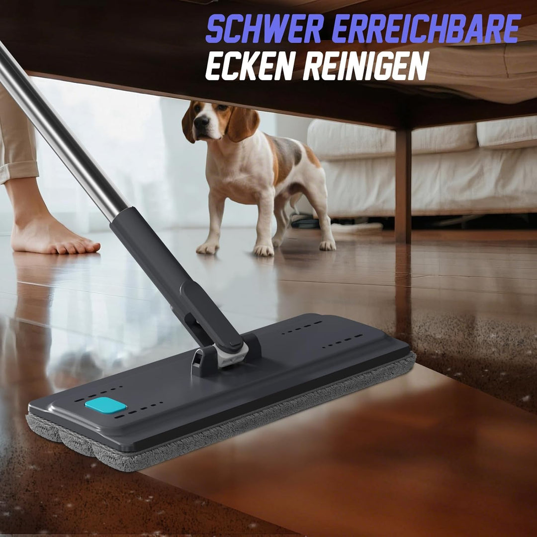 Masthome Wischmopp Set mit Eimer, Bodenwischer mit Putzeimer 2 In 1,Flachmopp Set und 6 Mikrofaser W