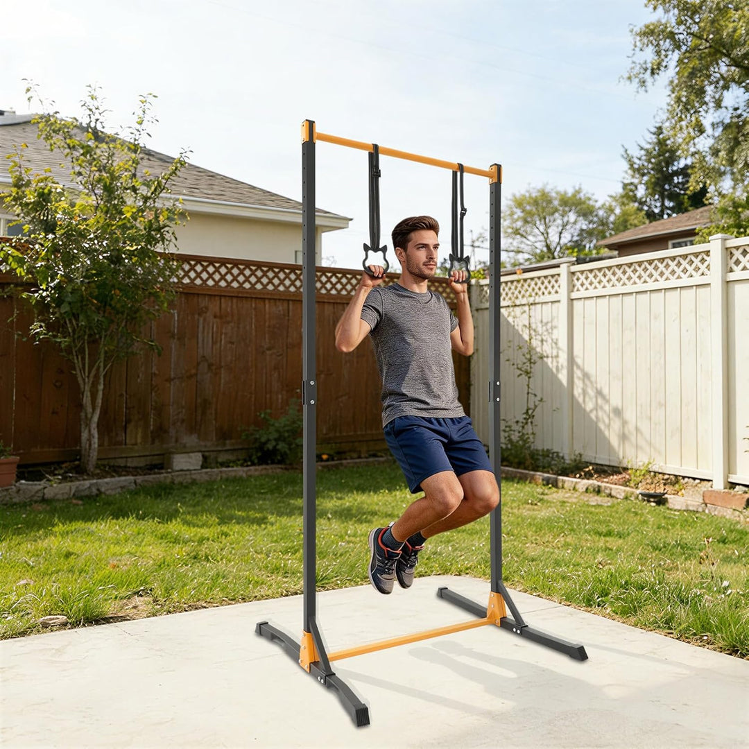 Klimmzugstange Freistehend, Reckstange Klimmzugstange Turnstange, Pull up Bar mit Ringe, 11 Stufen E
