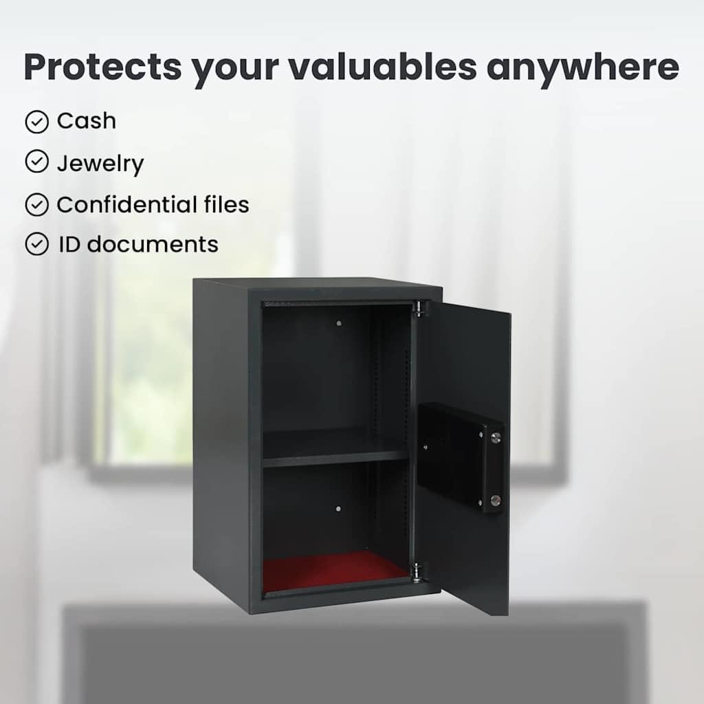 vidaXL Digitaler Safe mit Schloss Dunkelgrau 40 x 35 x 60 cm Stahl, Heim-Büro, moderner digitaler Sa