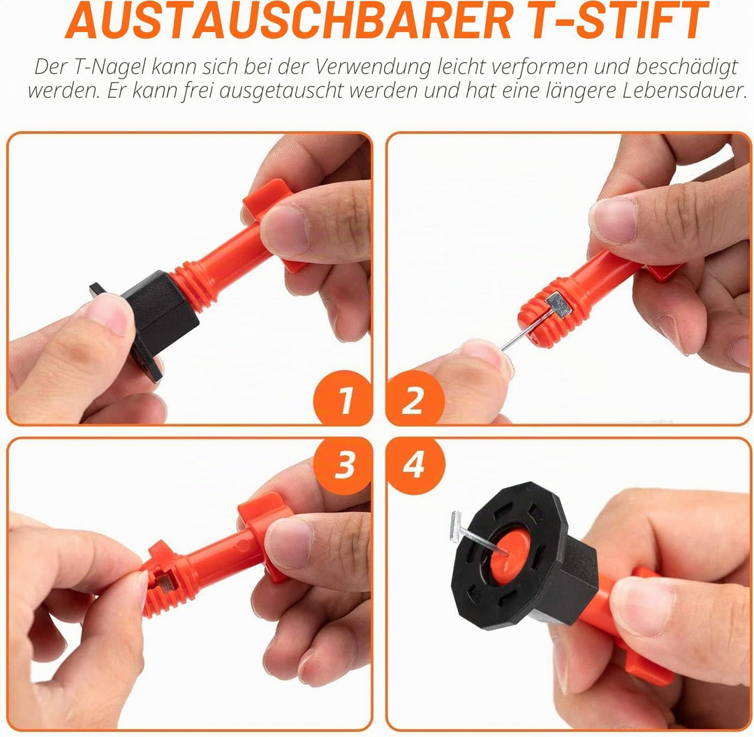 25 Stück Fliesen Nivelliersystem mit 100 Stück Fliesenabstandhalter und 50 Ersatznadeln,Wiederverwen