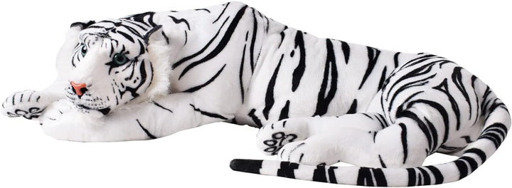 TE-Trend Weisser Tiger Kuscheltier XXL Plüschtier Stofftier liegend Katze Grosskatze Raubkatze Deko