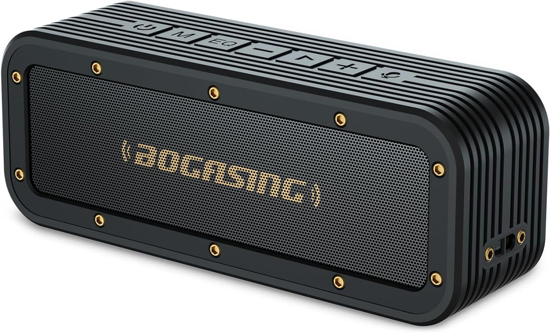 BOGASING Bluetooth Lautsprecher M4 Tragbarer Musikbox, IPX7 Wasserdicht, 40W Stereo Sound mit Dualen