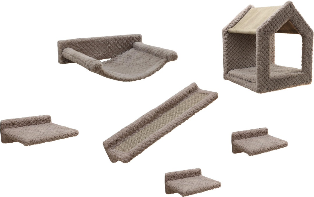 Kerbl Pet Kletterwand Monte Baldo, Wandkratzbaum, taupe, max. Belastbarkeit 10kg, 6-teilig, platzspa