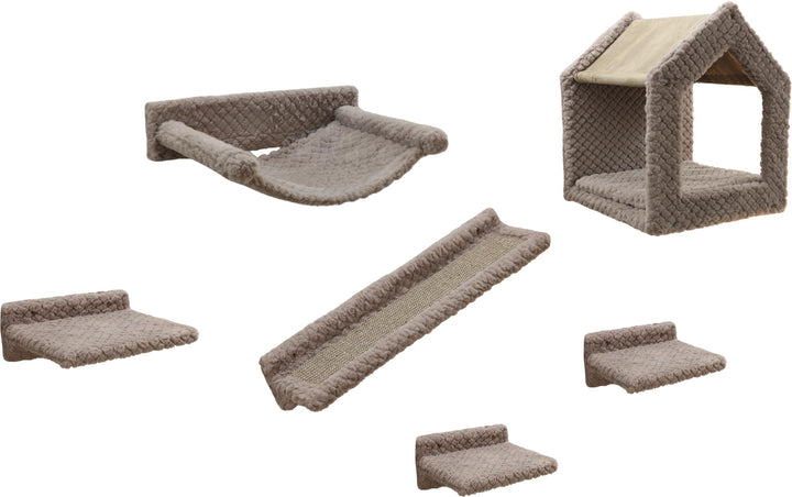 Kerbl Pet Kletterwand Monte Baldo, Wandkratzbaum, taupe, max. Belastbarkeit 10kg, 6-teilig, platzspa