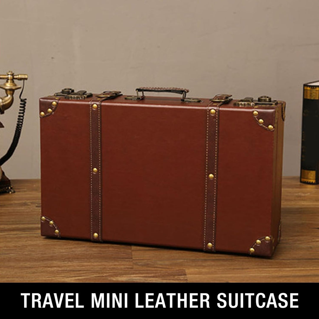 NOENNULL Brauner Mini-Lederkoffer Im Vintage-Stil, Kleiner Handgepäckkoffer mit Schultergurt Reiseko