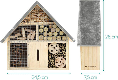 Navaris Insektenhotel aus Holz - versch. Grössen und Designs - Naturbelassenes Insekten Hotel für Ve