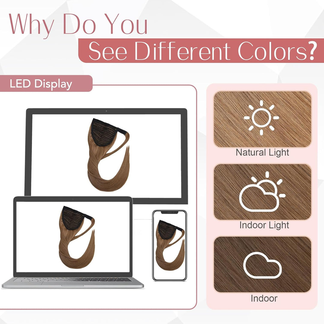 S-noilite Echthaar-Clip in Haarverlängerung aus glattem und langem Echthaar, Pferdeschwanz mit einzi