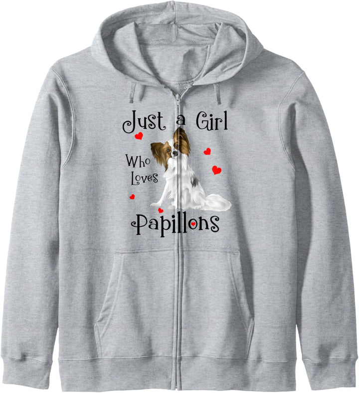 JUST A GIRL WHO LOVES PAPILLONS hund Kapuzenjacke
