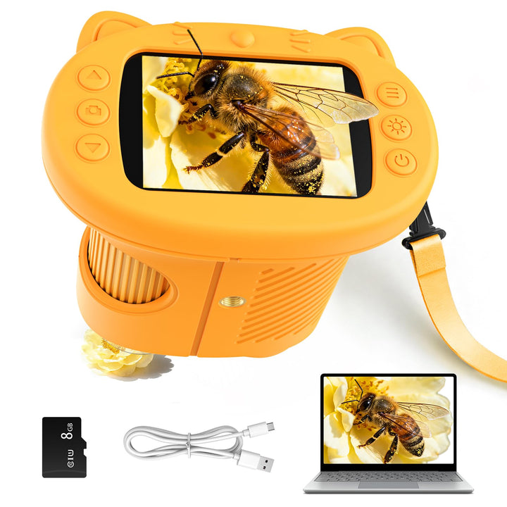 Mikroskop für Kinder, 1000X&2.4" HD Bildschirm Digitales Mikroskop für Kinder Spielzeug ab 3 4 5 6 7