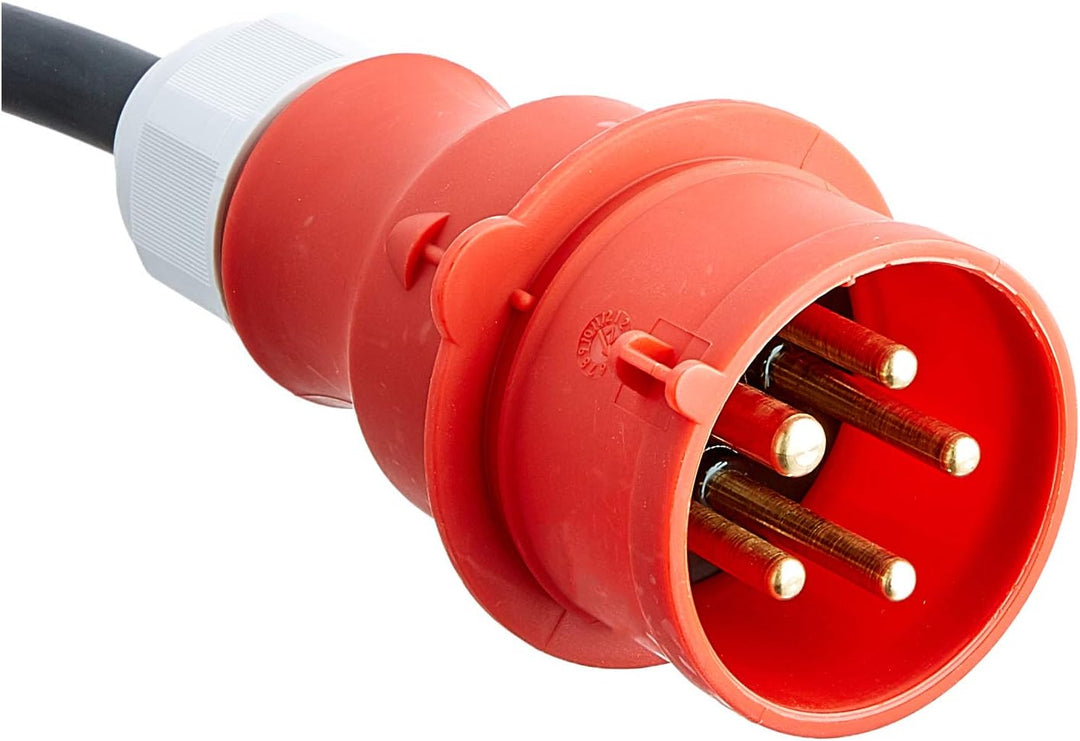 NWP NW10003 16A 400V Stecker Starkstrom auf 230V Schuko Kupplung IP44 3x2,5mm² Gummischlauchleitung