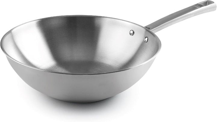 LACOR - 45828 - Wok Foodie, Edelstahl 18/10, ergonomischer Griff, Sandwich-Wärmediffusorboden, geeig