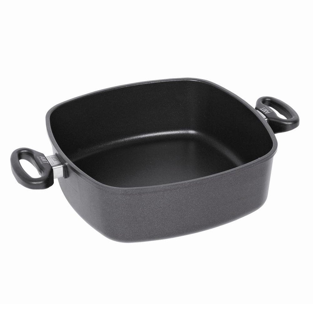 AMT Gastroguss Eckpfanne 28 x 28 cm, 9 cm hoch, Bräter mit Seitengriffen, nicht induktionsgeeignet,