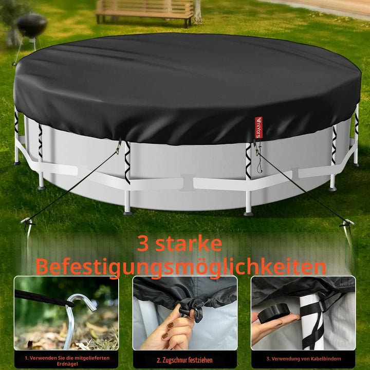 Poolabdeckung Rund 305, Verdicktes 420D Pu Pool Winterabdeckung, UV-Schutz Poolabdeckung Winter mit