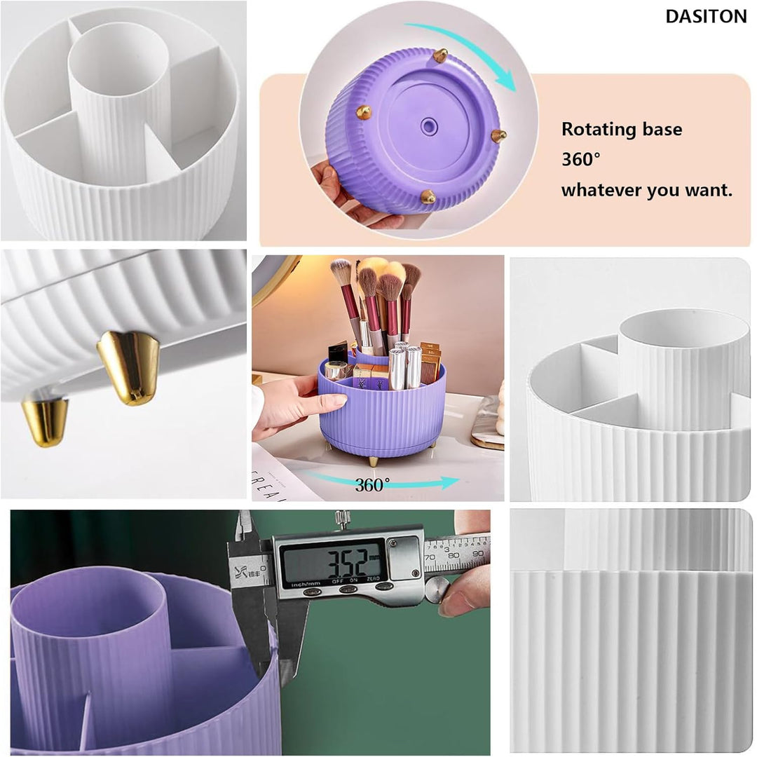 DASITON Make up Kosmetik Organizer mit 5 Fächern,360° Drehbarer Pinsel Organizer,Grosser Kapazität S
