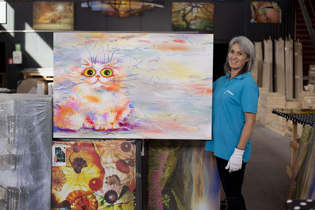 Startonight Bilder Nette Farbige Katze für Kinder, Leinwandbilder Moderne Kunst, Tiere Wanddeko Kuns