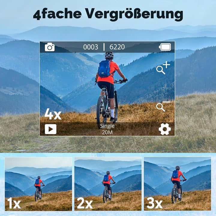 AKASO Action cam/Unterwasserkamera 4K WiFi 40M EIS Anti-Shake Action Kamera 4X Zoom mit Touchscreen,