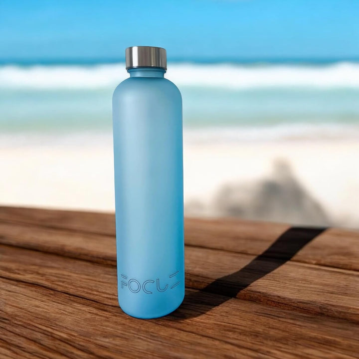 FOCUZ® Motivational Bottle 1 L [Blau] mit motivierender Zeitmarkierung, Trinkflasche 1l, 1 Liter - a