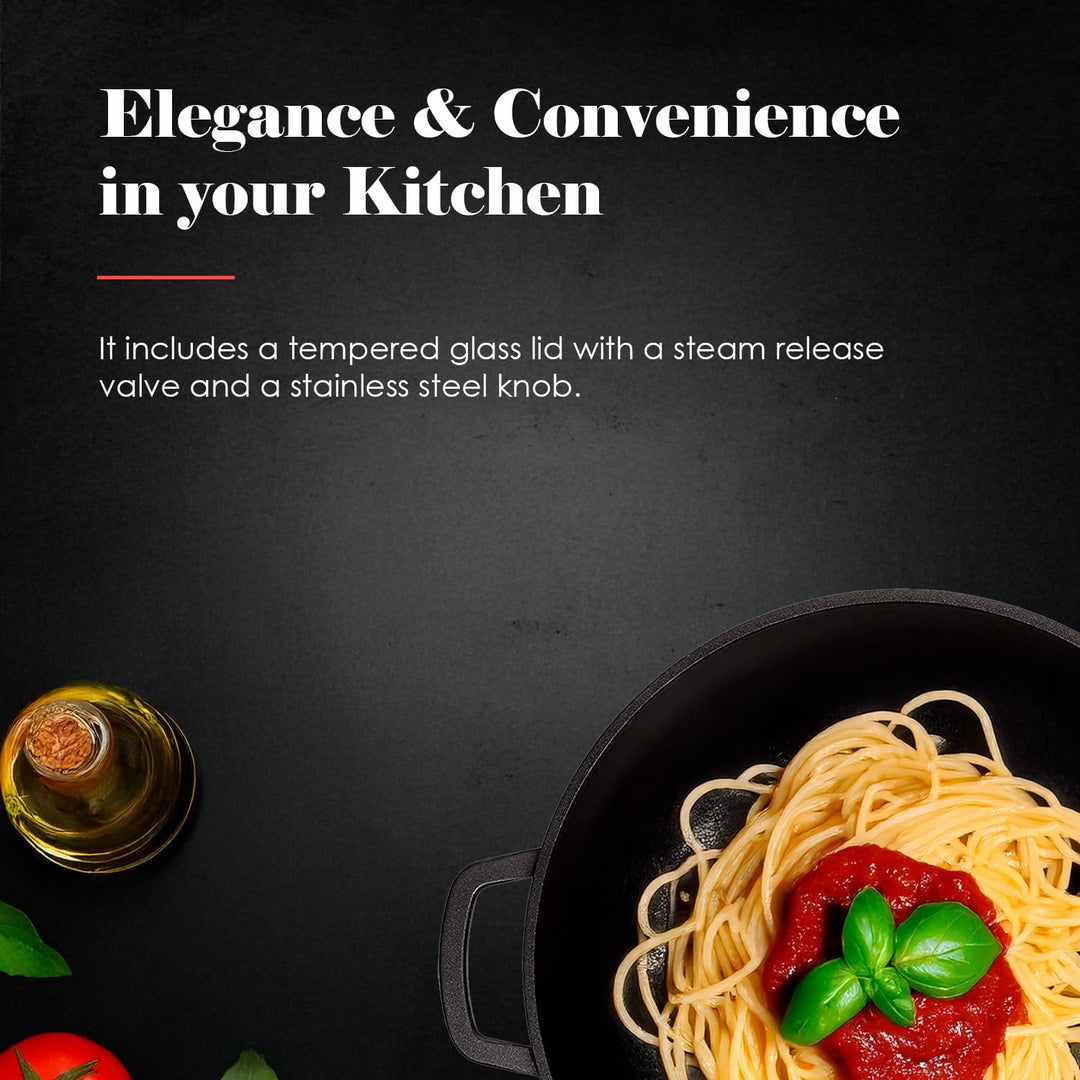 WECOOK! Ecostone Niedrige Kochtopf 30cm Induktion mit Glasdeckel, Antihaftbeschichtung XTRA DUPONT Ö