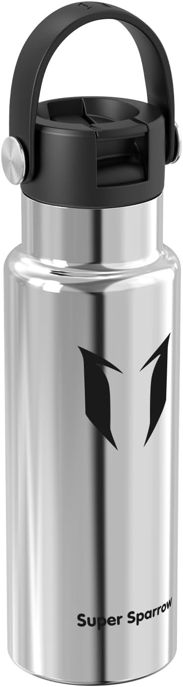 Super Sparrow Trinkflasche Edelstahl - Thermobecher - 350ml, 500ml, 750ml, 1L - FlipFlow Trinkflasch