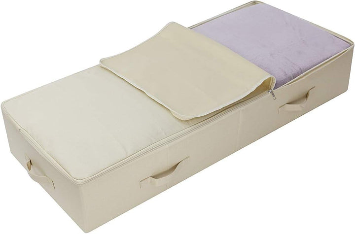 2er-Pack, 100cm Unterbett-Aufbewahrungsbox mit Deckel, faltbar & waschbar, beschriftbare Tasche & 6