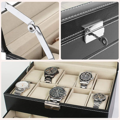 Todeco - Uhrbox, Uhr und Armband Aufbewahrung - Material der Box: MDF - Kissenmaterial: Samt - 20 Uh