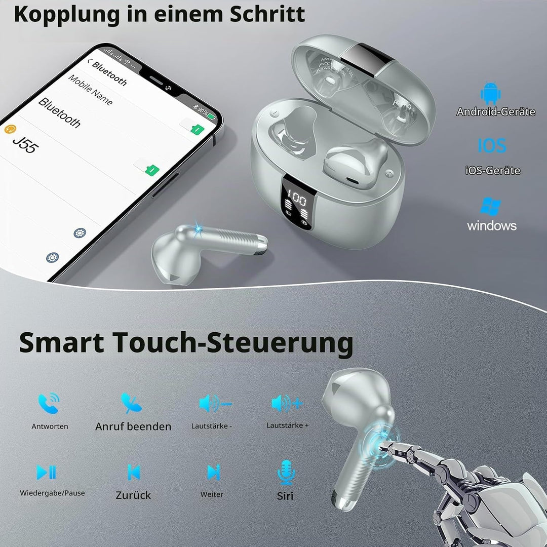 Drsaec Bluetooth 5.4 Kopfhörer, 6D Tiefer Bass In Ear Kopfhörer Kabellos Bluetooth 2026 Neu Kabellos