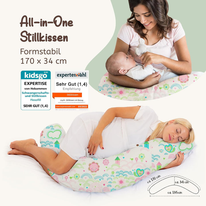 joyfill Stillkissen I Von Hebammen Getestet I XXL Schwangerschaftskissen &amp; Seitenschläferkissen I La