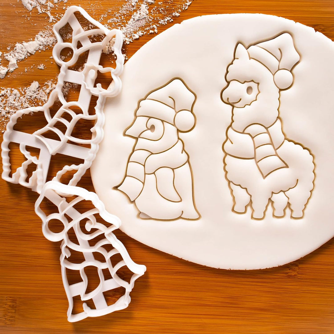 Satz von 2 Weihnachtstier Ausstechformen (Formen: Alpaka und Baby Pinguin), 2 Teil