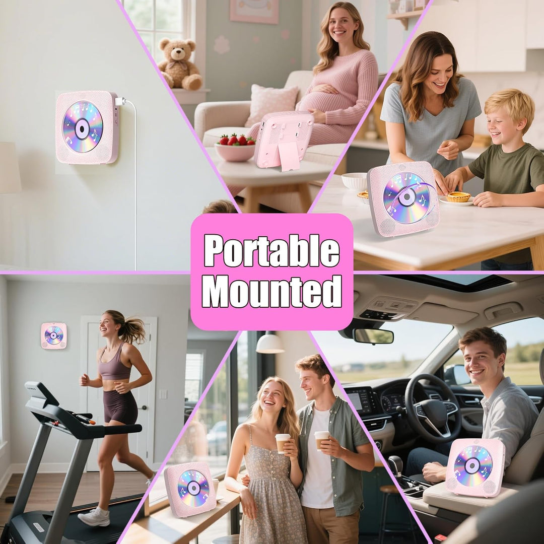 Gueray Desktop CD Player Bluetooth CD-Spieler mit Lautsprechern für Zuhause 1800mAh Tragbarer CD-Pla