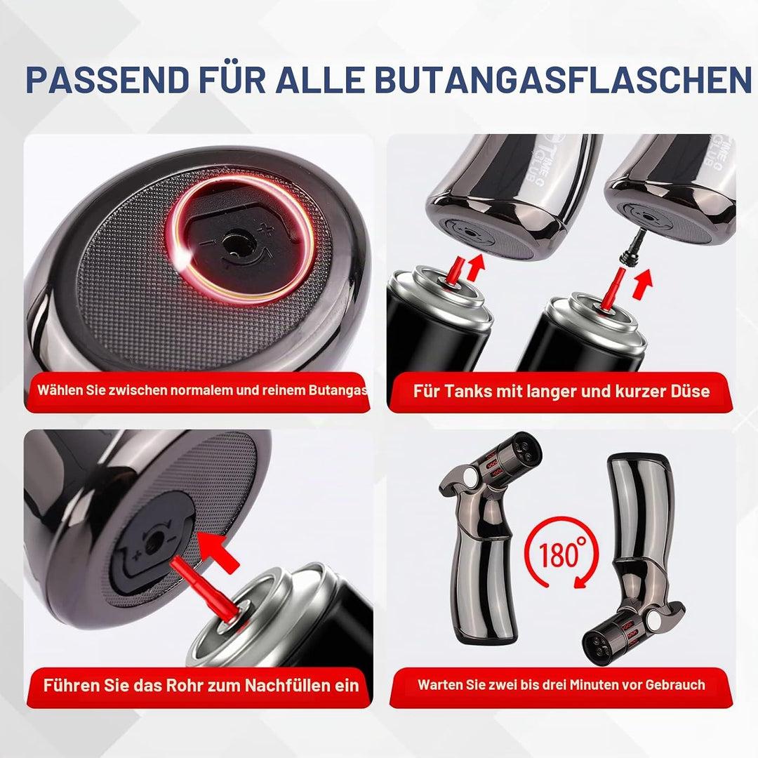 Butangas-Fackel Flamme Flamme verstellbare Flamme Sicherheitsverschluss zum Backen für Creme Brulee,