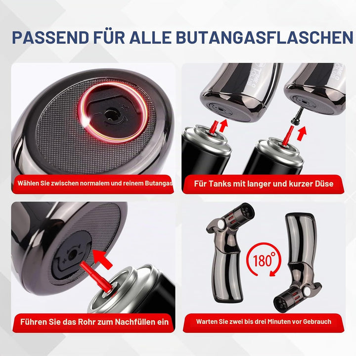 Butangas-Fackel Flamme Flamme verstellbare Flamme Sicherheitsverschluss zum Backen für Creme Brulee,