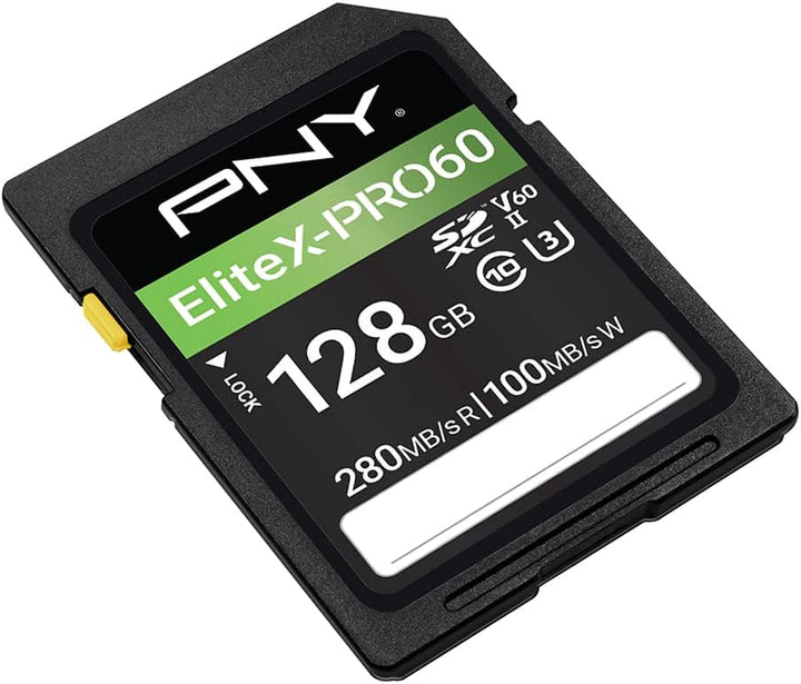 PNY 128GB EliteX-PRO60 Klasse 10 U3 V60 UHS-II SDXC Flash-Speicherkarte 128GB UHS-II EliteX-PRO 60,