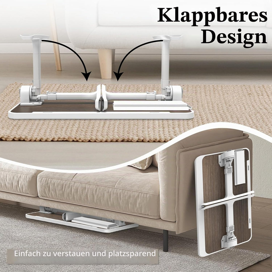 Klappbarer Laptoptisch mit Schublade, LED & Ventilator – Höhenverstellbarer Schreibtisch für Bett, S