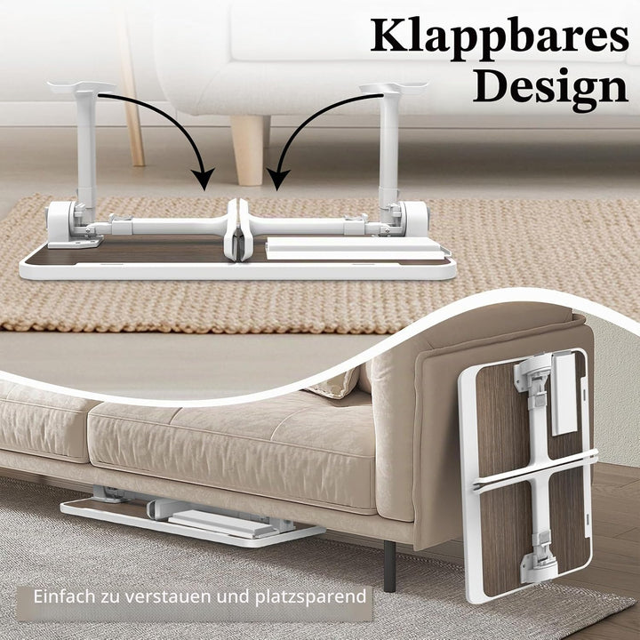 Klappbarer Laptoptisch mit Schublade, LED & Ventilator – Höhenverstellbarer Schreibtisch für Bett, S