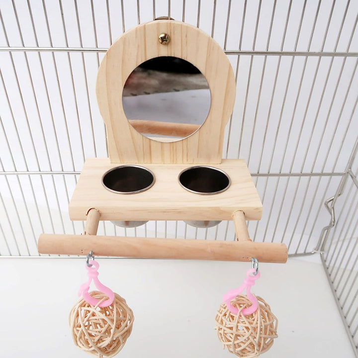 Vogelspiegel für Käfig, 2 Stück Edelstahl-Vogelfutter- und Bewässerungszubehör, Vogelstange und Voge