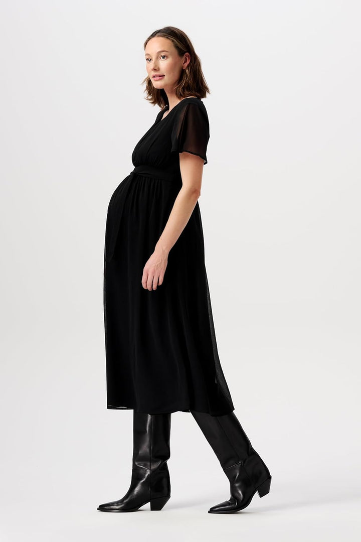 Noppies Damen Amelie Maxi Dress Ss Kleid, Black - P090