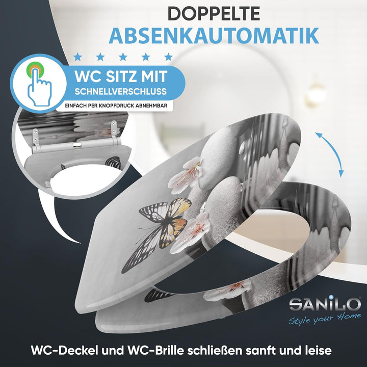 Sanilo WC Sitz mit Absenkautomatik, viele neue Toilettendeckel zur Auswahl, hochwertige Oberfläche,