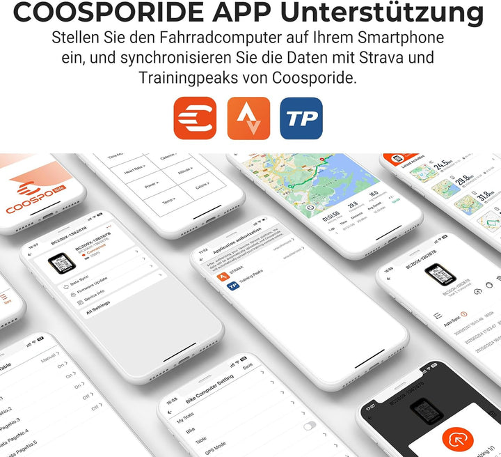 COOSPO BC200 Ciclocomputer GPS Bluetooth 5.0 ANT+, Computer Bicicletta Senza Fili Wireless Con LCD s