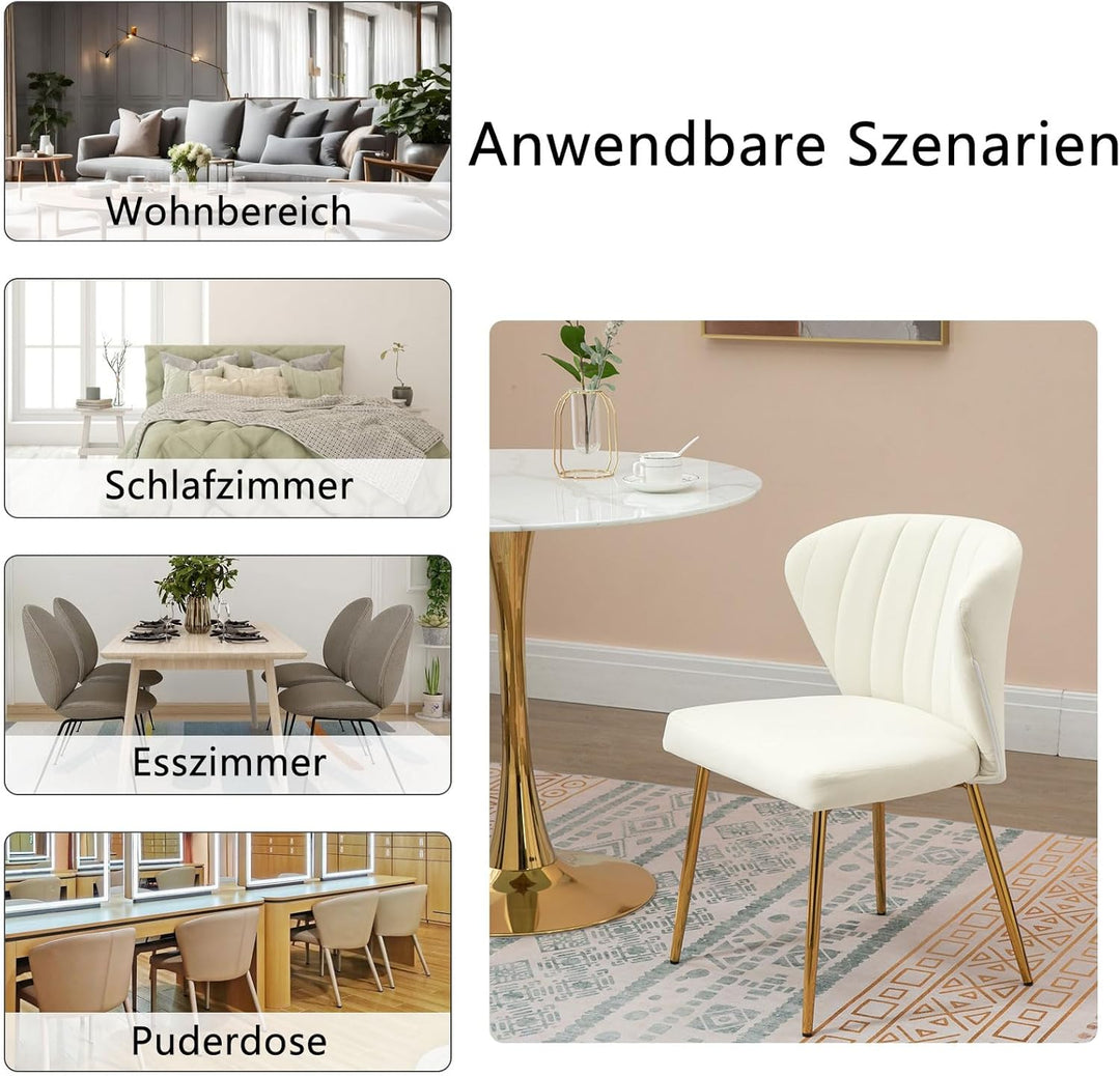 Sepnine Moderne Esszimmerstühle Samt, Küchenstuhl,Gepolsterter Sitzfläche aus Komfortschaum,mit Meta